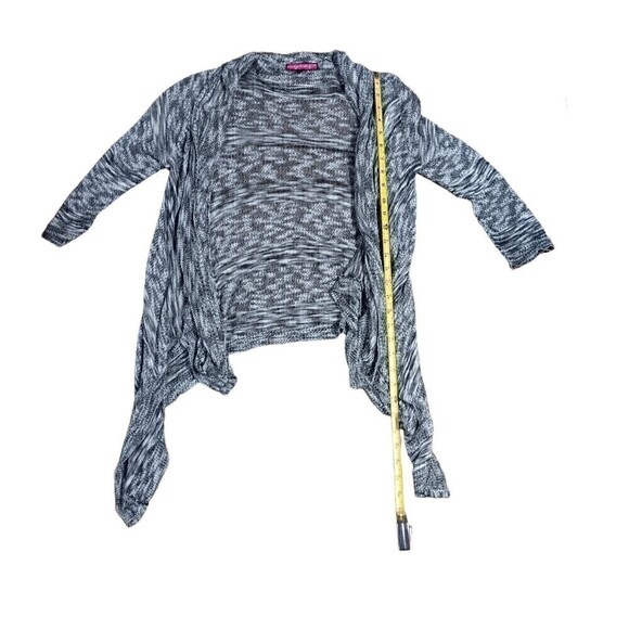 Say What Knit Crochet Cardigan Open Front Small Cascade Black White Lightweight - Picture 5 of 7